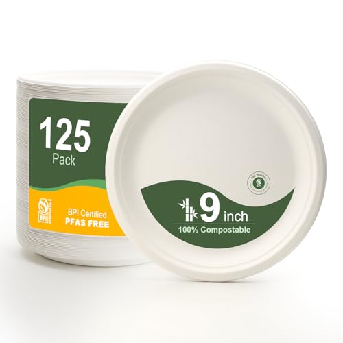 Paper Plates 9 Inch 125 (White / 9Inch（125 PCS）)