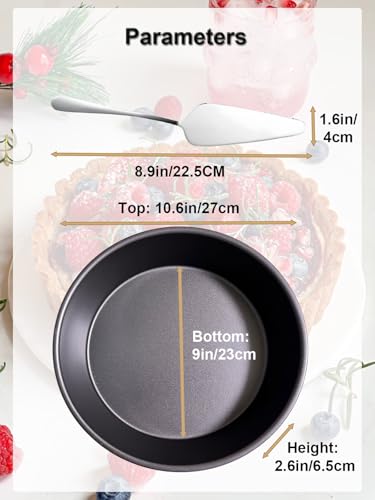 10×2.6 Inch Deep Pie Pan with Cake Server for Pie Tart Quiche Baking. Round Cake Pan with Non (10IN)