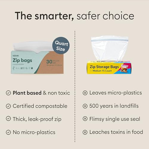 Compostable Quart Zip Bags 30 Count