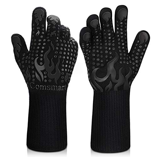 BBQ Gloves 1472 Degree F Heat Resistant Grilling Gloves Silicone Non (long / Black)