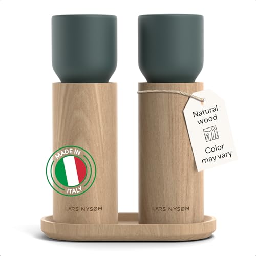 Wooden Salt and Pepper Grinder Set Manual with Tray