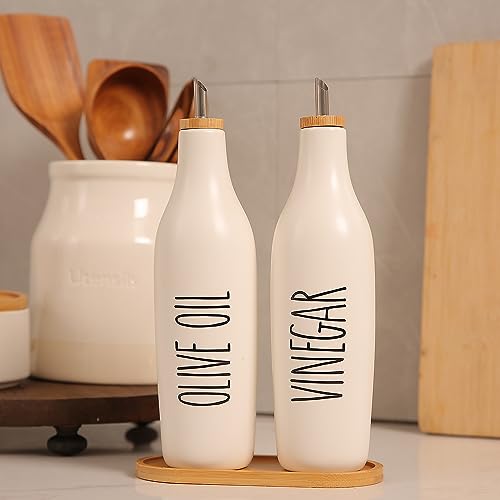 Ceramic Olive Oil Dispenser for Kitchen (White-Oil)