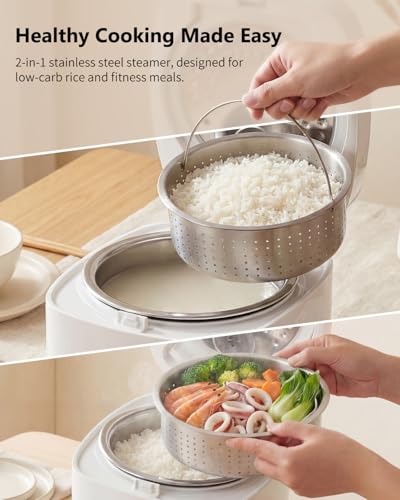 Low Carb Rice Cooker Stainless Steel Inner Pot (Grey & White)
