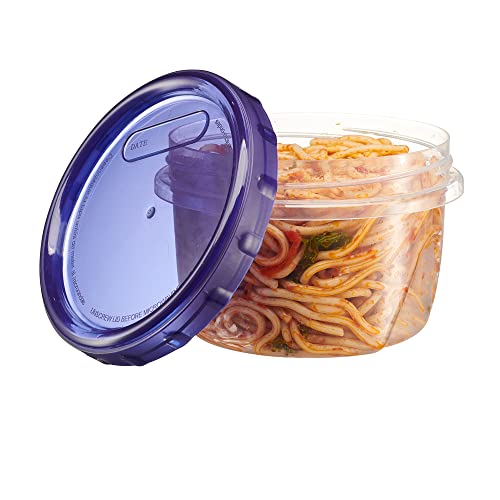 6 Pack Twist Cap Food Storage Containers with Blue Screw on Lid (16 OUNCE)