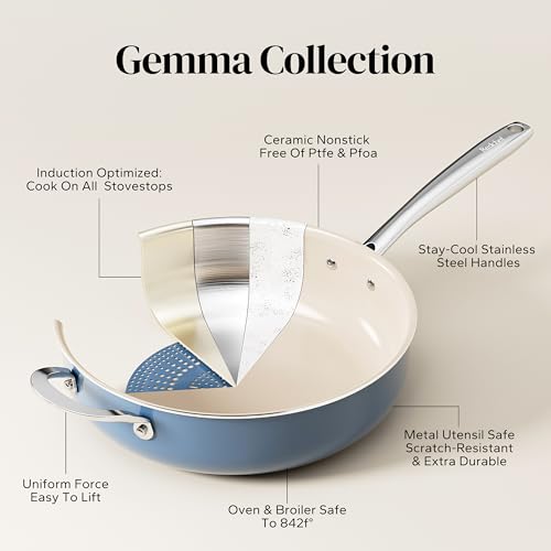 Ceramic Saute Pan with Lid (Blue)