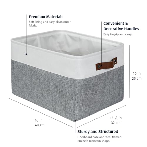 16x12.5in Storage Baskets (Gray / Off-White / Extra Large - 3pc)