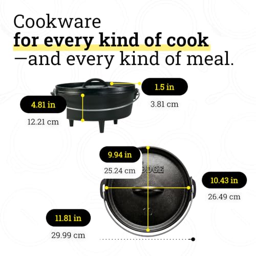 Pre Seasoned Cast Iron Deep Camp Dutch Oven with Lid (4-Qt / Oven)