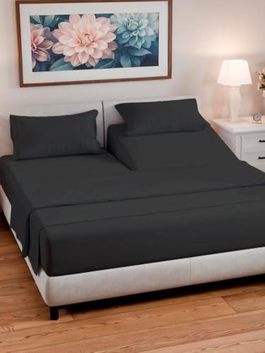Flex Top Split Head King 4 Piece Sheet Set (08 - Black / Split Head/Flex Top)