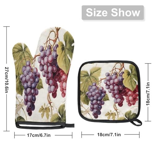 Vintage Grapes Vine Oven Mitts and Pot Holders Sets (2 Count)