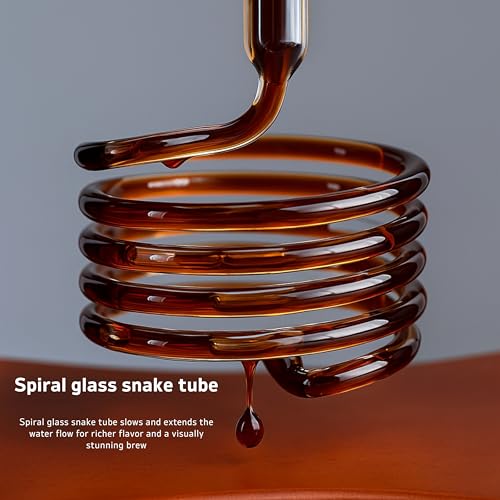Cold Brew Drip Tower Iced Coffee Maker Glass Wooden Stand 25 Cups (25 Count)