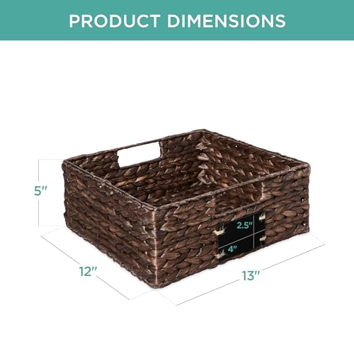 Set of 4 13x12in Water Hyacinth Pantry Baskets (13x12x5in / Brown)