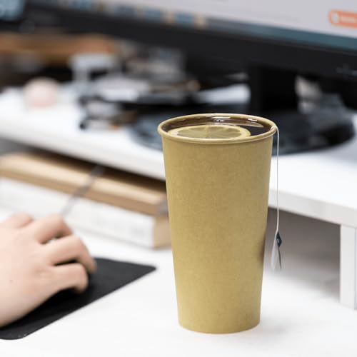 20oz Kraft Paper Coffee Cups [600 ct] Disposable (20 OZ / Kraft)