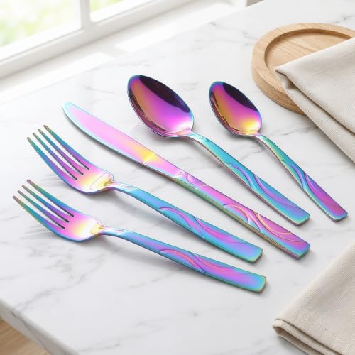 60 Piece Rainbow Silverware Set for 12 (Rainbow / 60-Piece)