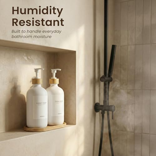 Soap Dispenser Set (White Bottles White Bamboo Pumps)