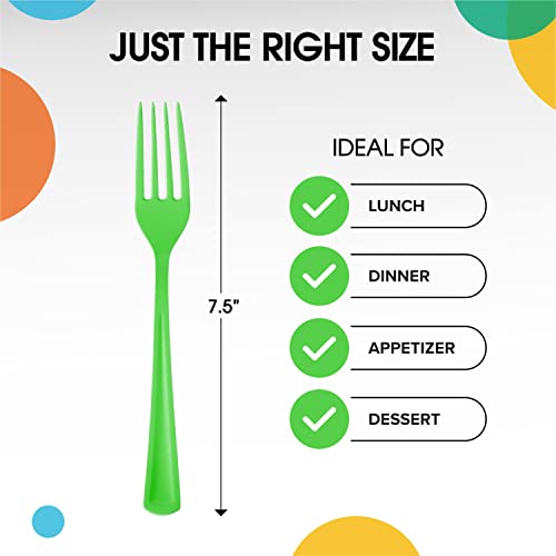 Lime Green Plastic Forks 200 Pcs Lime Green Forks Disposable Utensils Heavy Duty Plastic Cutlery Set Disposable Cutlery Sets Flatware Sets Silverware Set Party Supplies & Party Tableware (Lime Green / Forks)