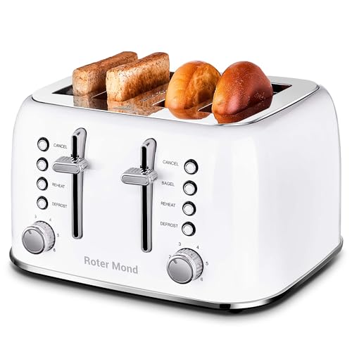 Toaster 4 Slice Retro Stainless Steel with Extra Wide Slots Bagel