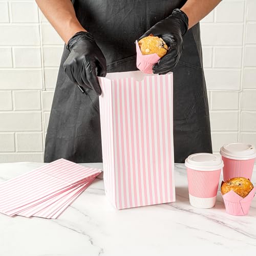 Pink And White Stripe Paper Bag (8 lb / Pink & White)