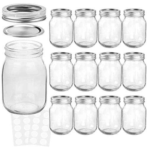 16oz Regular Mouth Mason Jars (12 Pack)
