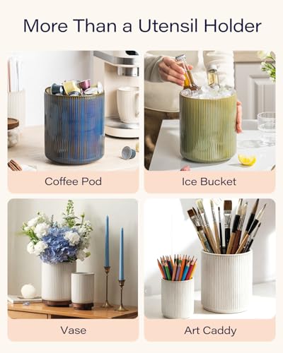 Large Utensil Holder for Kitchen Counter (Blue / 7.2" H)