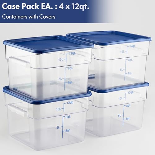 4 Pack Food Storage Containers with Blue Lids (12.0 Qt 4-Pack(Blue Lids))
