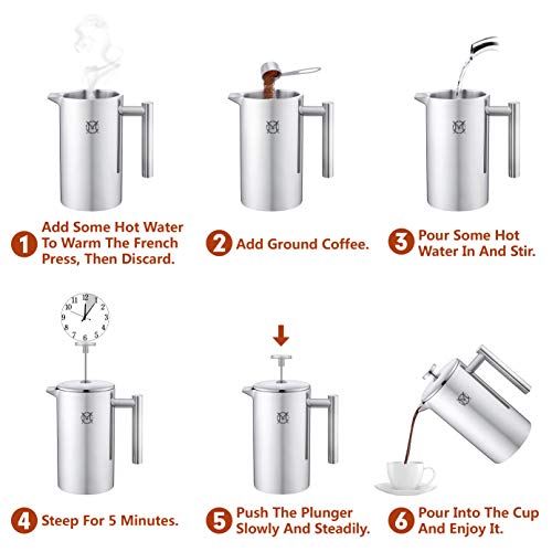 French Press Coffee Maker (Stainless Steel / 24 fl oz (750 ml))