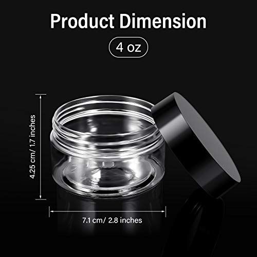 6 Pack 3 oz Plastic Jars Containers with Lids Wide (6 Count)