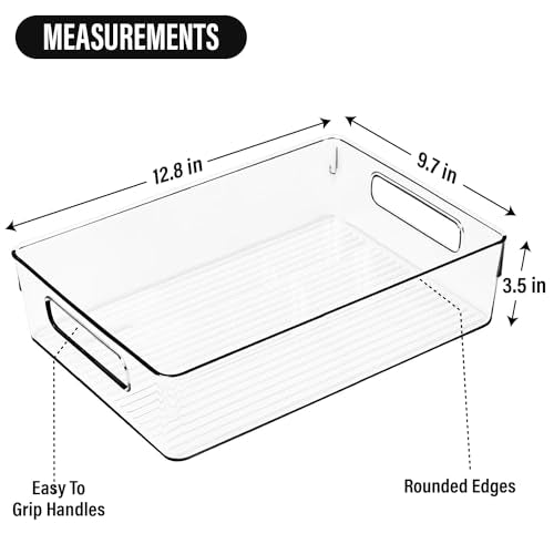 Large Clear Plastic Storage Bins (12.8 X 9.7 X 3.5)
