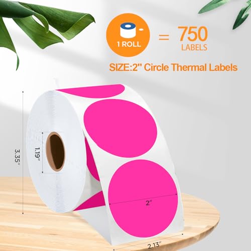 2 Inch Circle Thermal Sticker Labels (Rose Red)