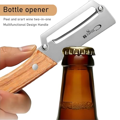 Left Handed Vegetable Peeler Wooden Stainless Blade for Fruit Potato (Standard / Walnut/Silver)