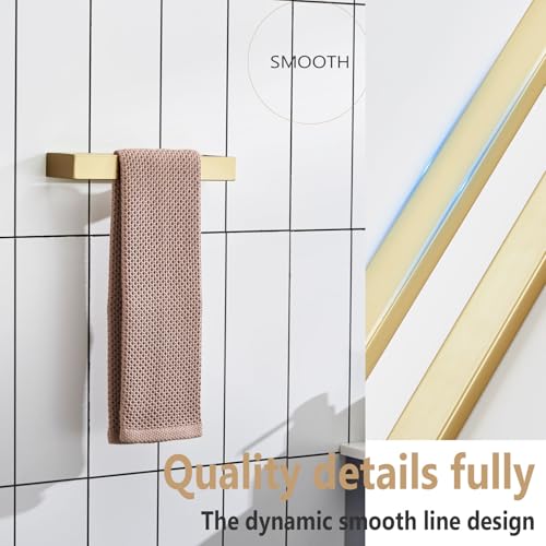 Towel Ring Brushed Gold Hand Towel Holder 9 Inch Kitchen Towel Hanger Rack Stainless Steel Bathroom Hardware Wall Mounted (Brushed Gold / 1 Pack)