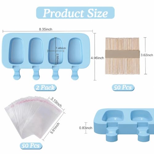 2 Pack Silicone Popsicles Molds (Blue)