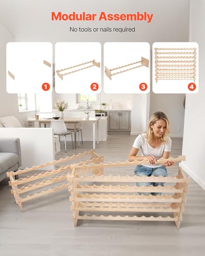 96 Bottle Stackable Modular Wine Rack (Natural Wood Color / 8-Tier 96 Bottles)