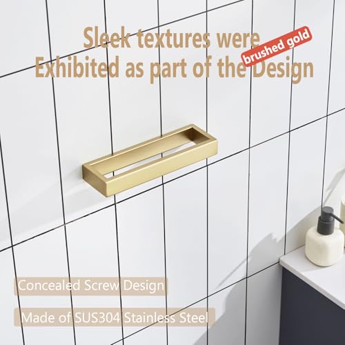 Towel Ring Brushed Gold Hand Towel Holder 9 Inch Kitchen Towel Hanger Rack Stainless Steel Bathroom Hardware Wall Mounted (Brushed Gold / 1 Pack)