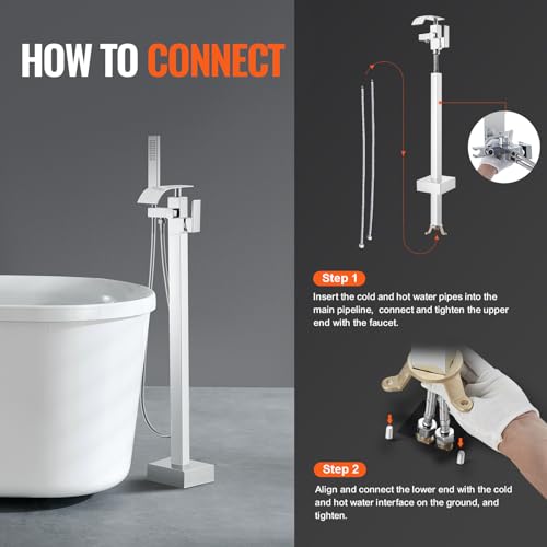 Freestanding Bathtub Faucet (Waterfall / Polish Chrome)