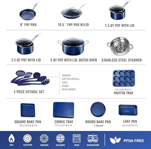 20 Pc Kitchen Pots and Pans Set Non Stick Cookware Set