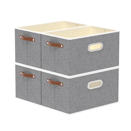 Fabric Storage Baskets (12.99x9.05x7.87in/4-Pack / Grey)