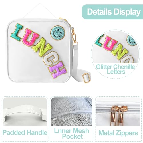 Insulated Lunch Bag With Adjustable Shoulder Strap (White)