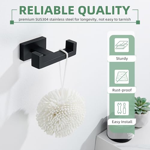 Double Towel Hook (Matte Black)