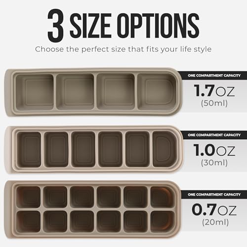 1 oz 6 Sections Silicone Ice Cube Freezer Tray with Lid (1oz/6ct â 1 Pack / Beige)
