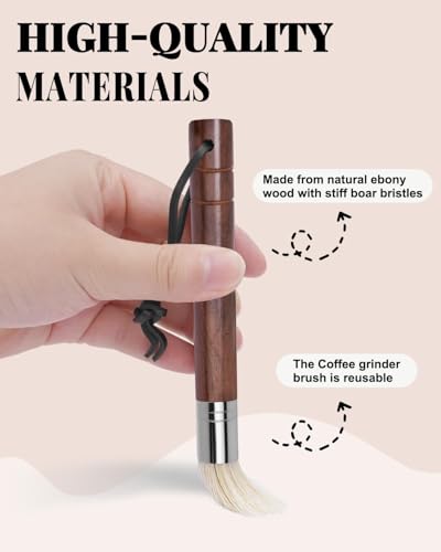 1+1 PACK Coffee Espresso Matt for Counter with Bristle Brush (Black Mat & Brush for Coffee Grinder)