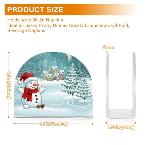 Christmas Winter Village Snowman Napkin Holder for Table Paper Napkins Holder Acrylic Tissue Dispenser Kitchen Dining Room Bathroom Party Car Decor