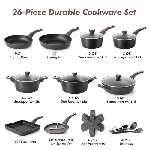 Pots and Pans Set Non stick (Classic Black)