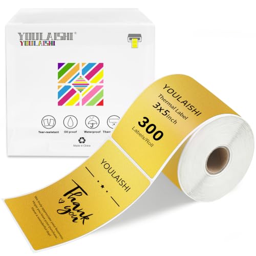 3 X 5 Inch Printable Waterproof Rectangle Color Coding Labels (Gold)