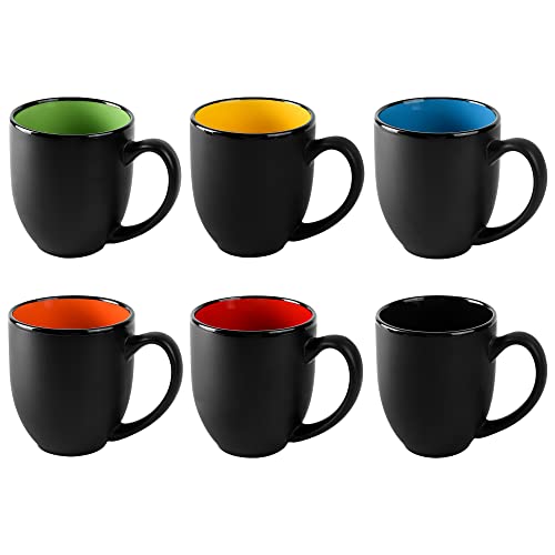 16oz ceramic Coffee Mug Sets with Large Handles Matte Black Porcelain Mug Multiple colors Cups for Coffee (16oz)