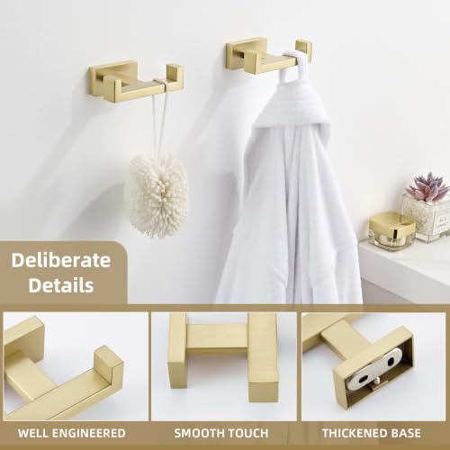 Double Towel Hook Brushed Gold (2 Pack / Brushed Gold)