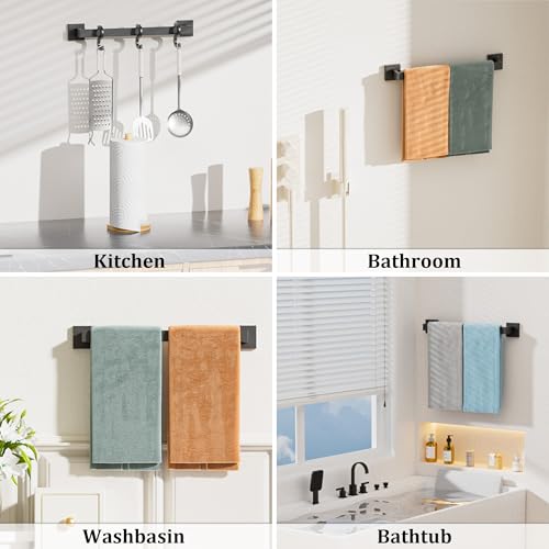 Towel Bar Towel Racks for Bathroom Wall Mount 20 Inch (Single 20 Inch / Matte Black)