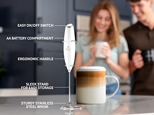 Zulay Premium Gift Milk Frother Set (Winter White / Gift Box Frother)