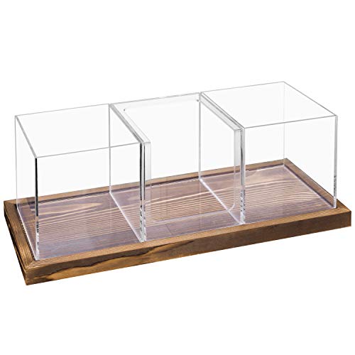 Coffee & Tea Station Organizer with Acrylic Compartments (Brown, Clear)