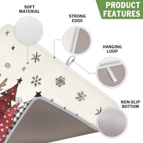 Winter Snowman Gnome Dish Drying Mat Xmas Tree Dishes Pad 16"x18" Microfiber Fast Dry Dish Drainer Rack Mats Kitchen Countertop Accessories (Winter Snowman Gnome / 16x18 inch)