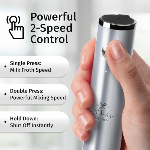 Rechargeable Milk Frother Handheld (Lux Premium Silver / Rechargeable Z1 Motor Max)